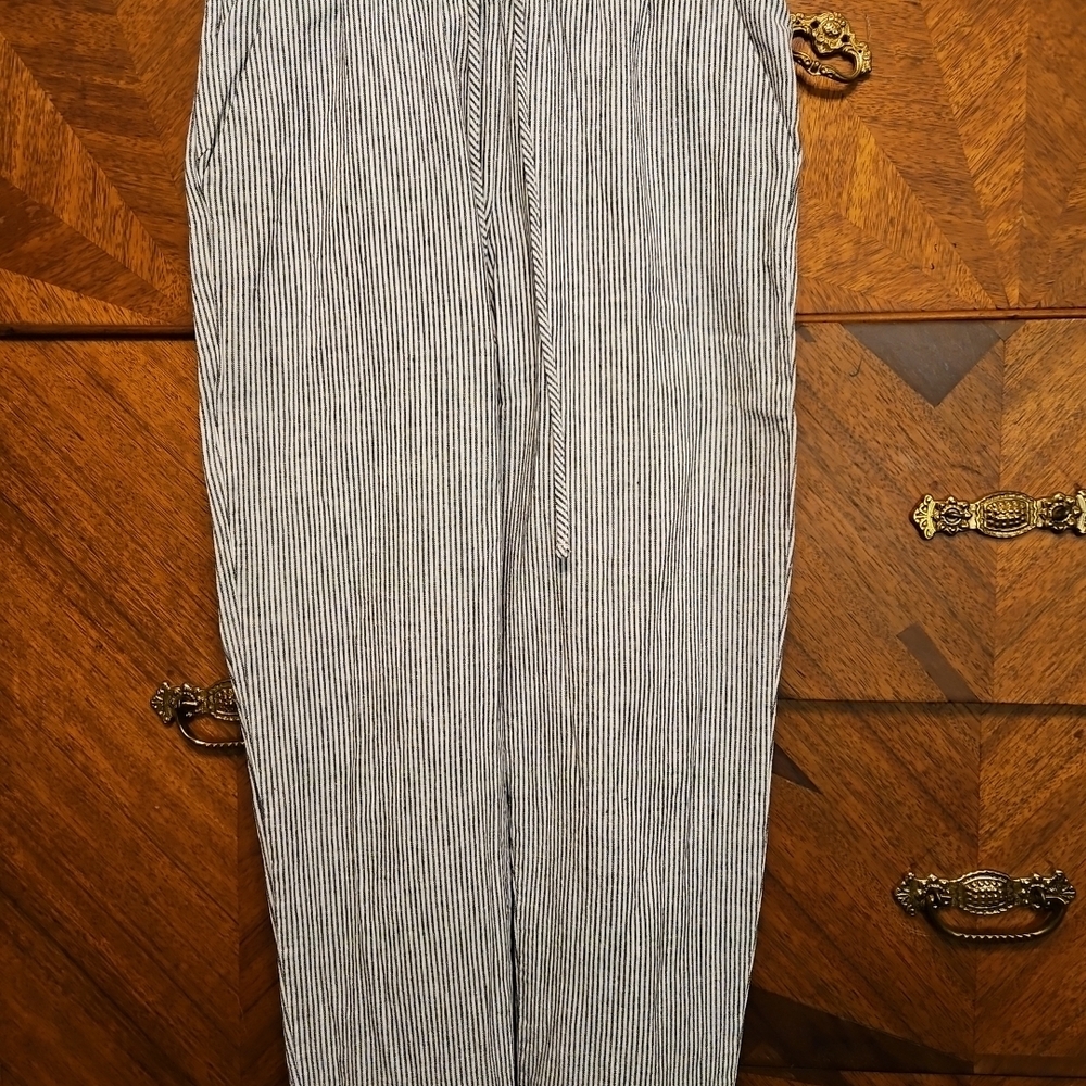 J. Crew Lot Of 2 Size 6 Black & White Striped Drawstring Pants